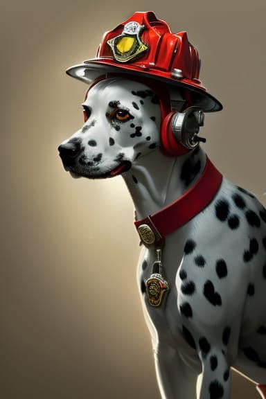 Dalmatian Firefighter Concept Art Portrait