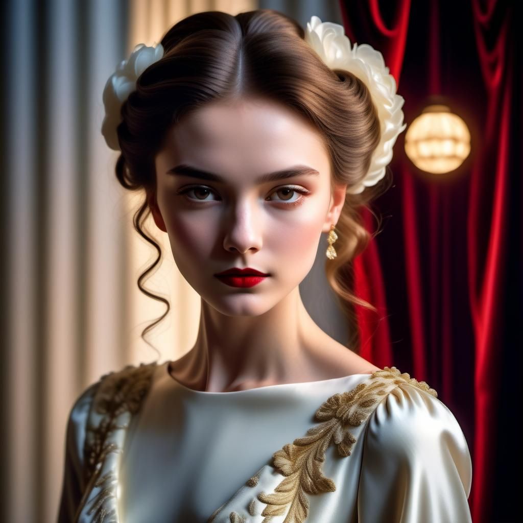 Elegant Girl in Valentino-Style Gown: Fashion Photography