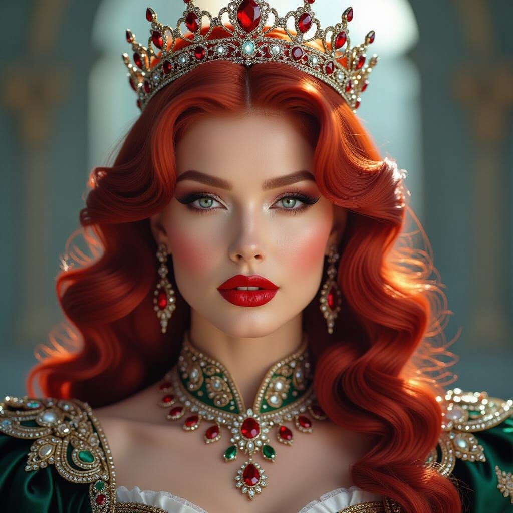 Regal Queen of Diamonds Portrait with Cinematic Lighting