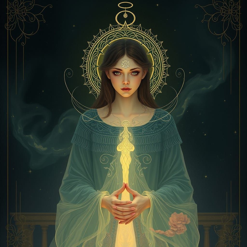 Mystical Psychic Woman in Contemplative Repose