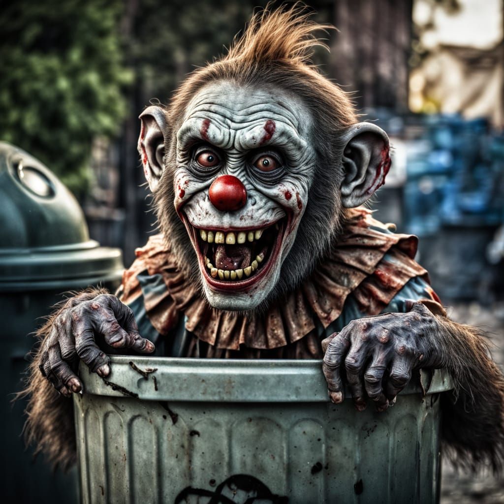 Zombie Monkey Clown Toddler: Hyperrealistic Garbage Feast