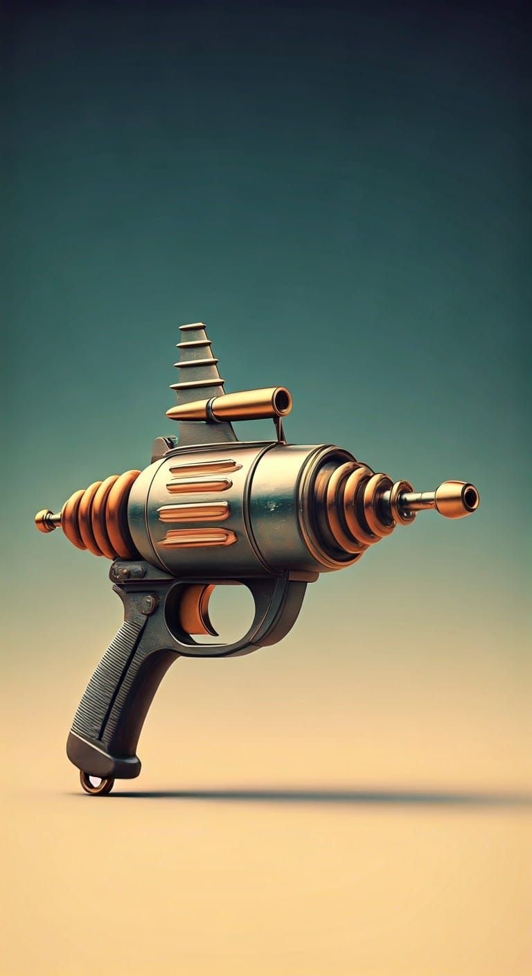 Retro-Futuristic Ray Gun in 50s Sci-Fi Style