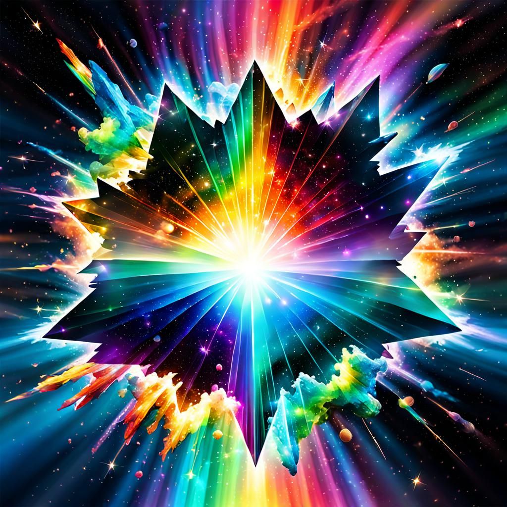 Rainbow Nebula Prism Explosion: Colorful Space Art