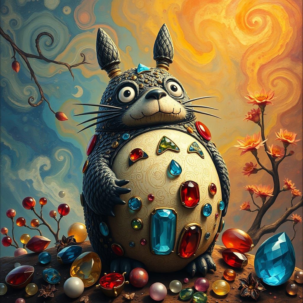 Totoro in Resplendent Faberge Egg-Inspired Jewel Encrusted G...