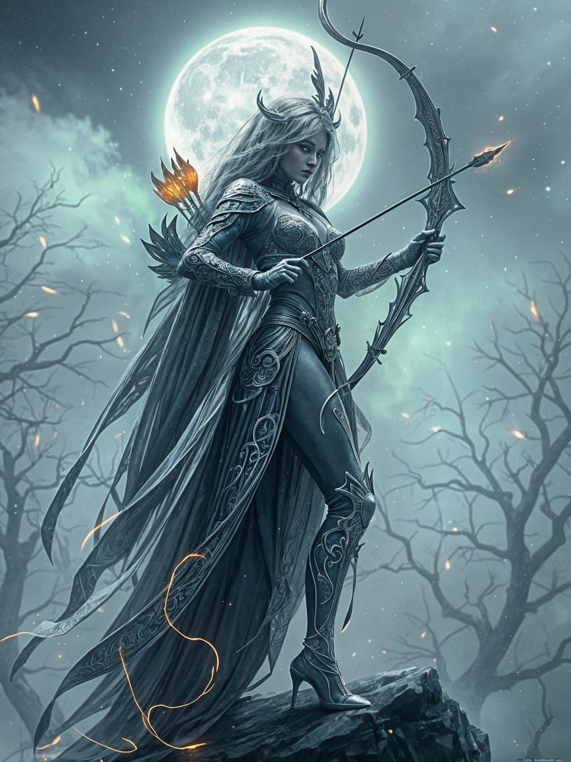 Ethereal Phantom Archer on Fog-Shrouded Hill