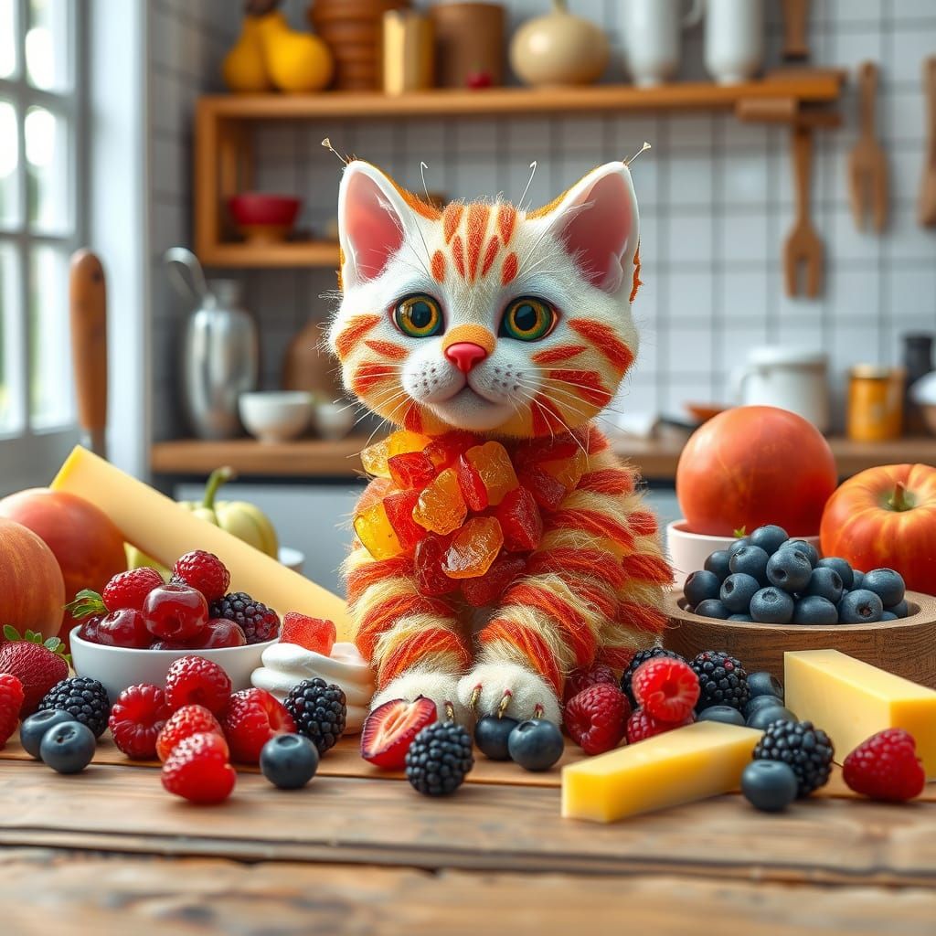 Gummy Candy Kitten in Patisserie Still Life