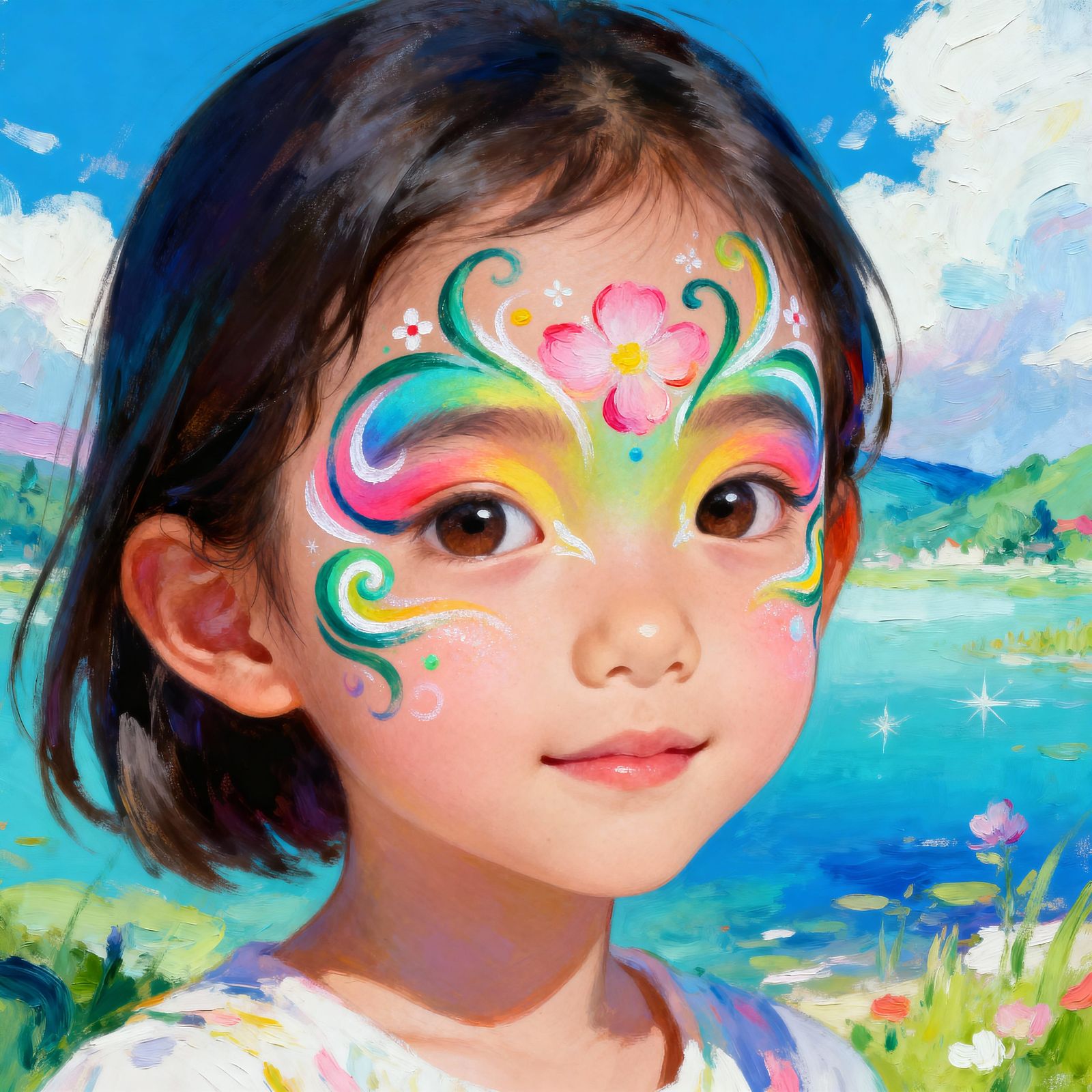 Whimsical Face Paint Designs Hugging Facial Contours