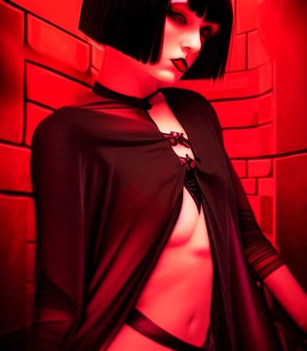 Crimson Witch Portrait in Dark Fantasy Style