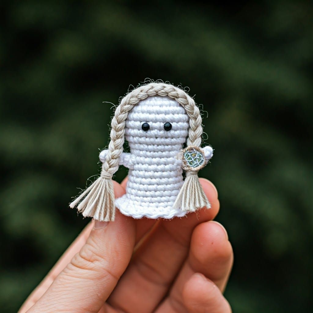 Macro Shot of a Woven String Ghost Toy