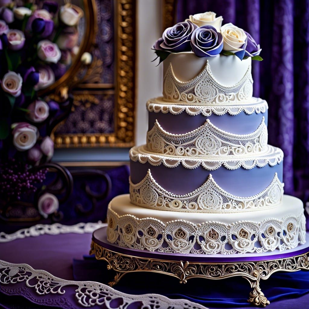 Wedding Cake with Rose Decorations in Dark Fantasy Style