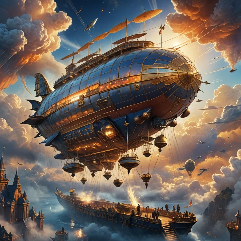Magnificent Airship Soaring in a Vibrant Sky