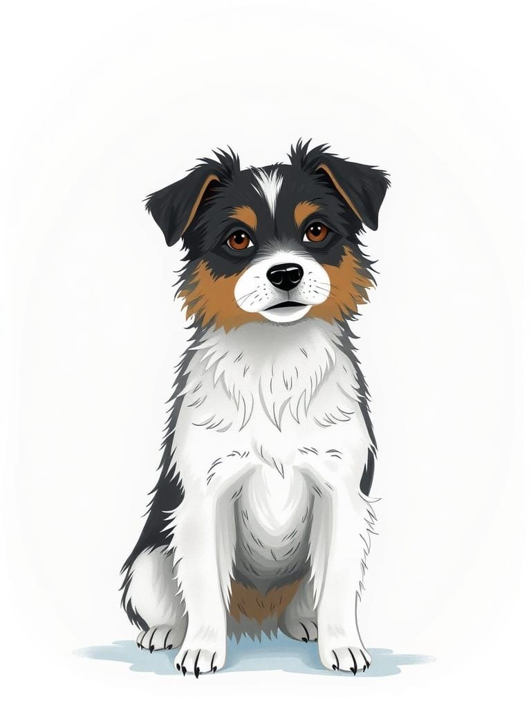 Simplified Canine Portrait in Monochromatic Hues