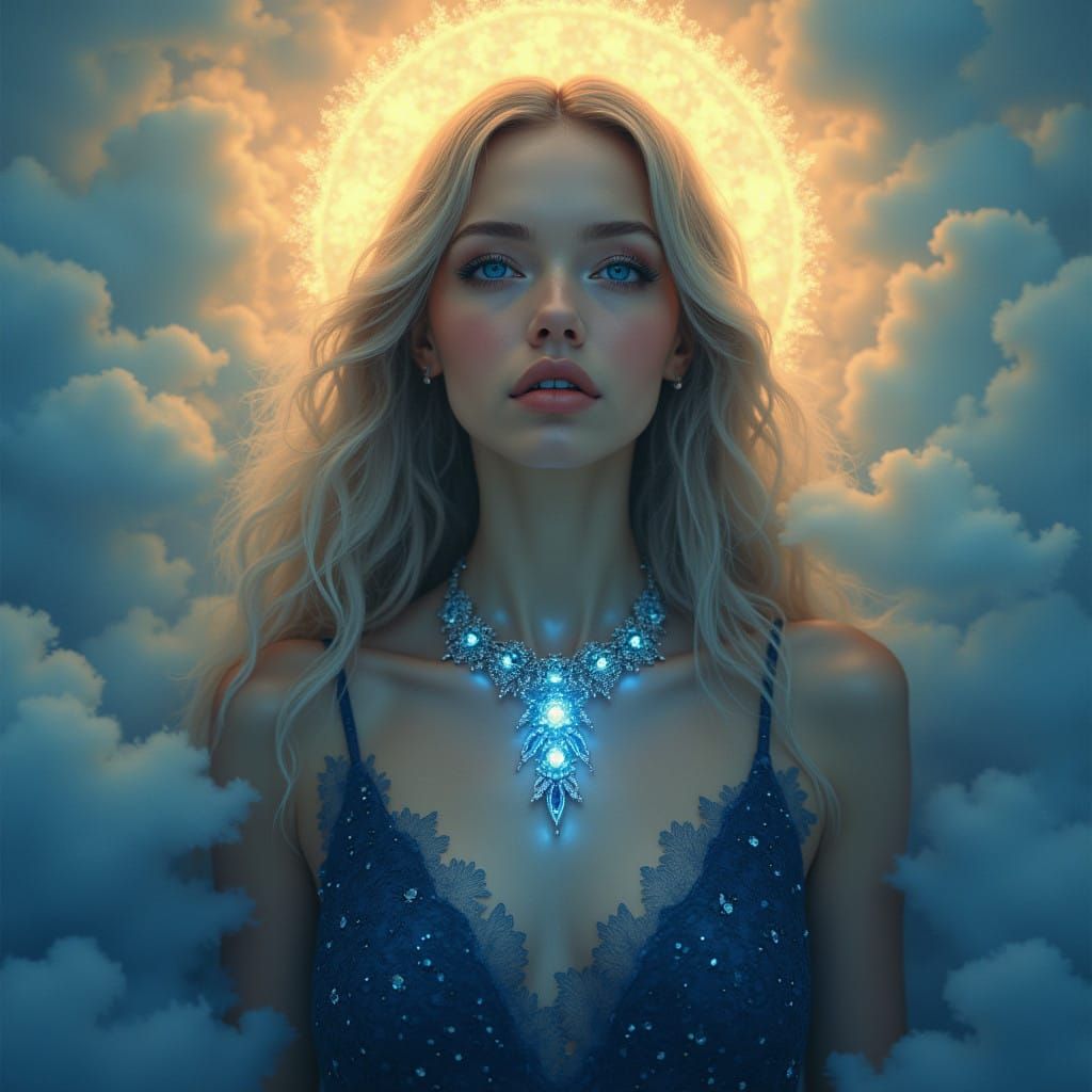 Spiritual Woman in Ethereal Golden Halo