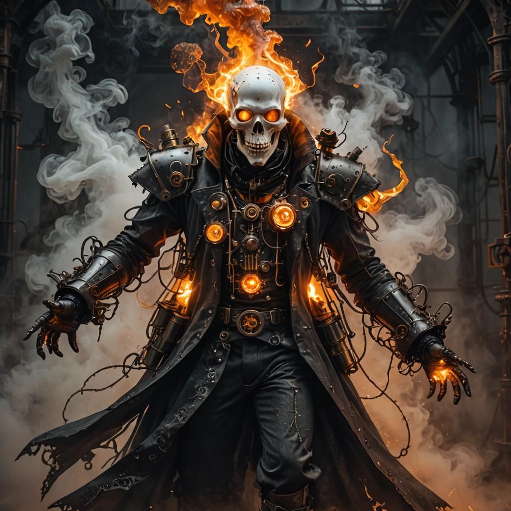 Steampunk Ghost in Gothic Horror Scene