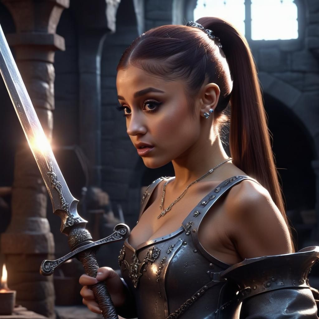 Blacksmith Forging Jeweled Sword: Dark Fantasy Concept Art