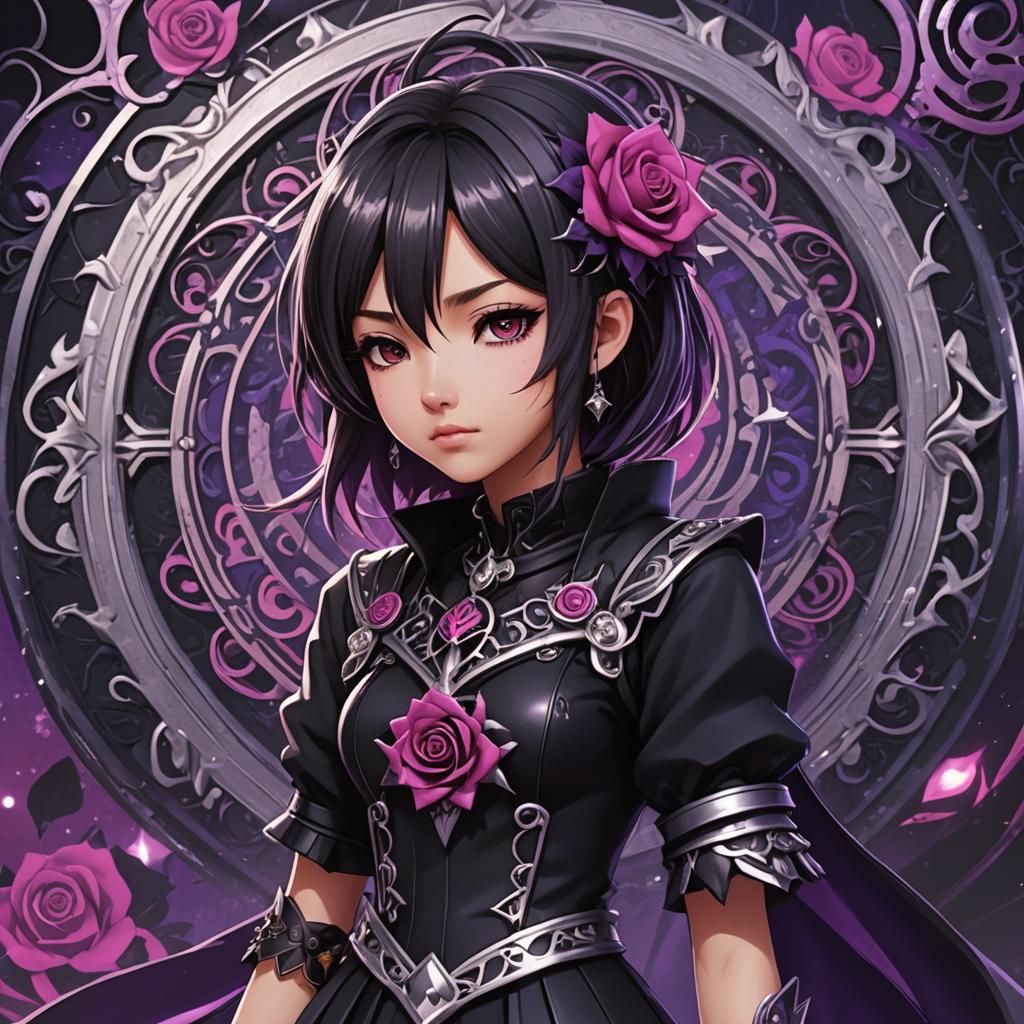 Anime Girl in Kingdom Hearts Attire, Cel-Shaded Art