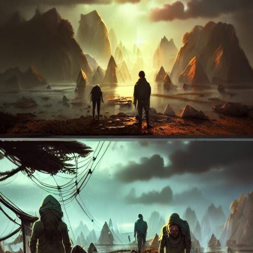 Post-Apocalyptic Seascape in Eldritch, Detailed Matte Painti...