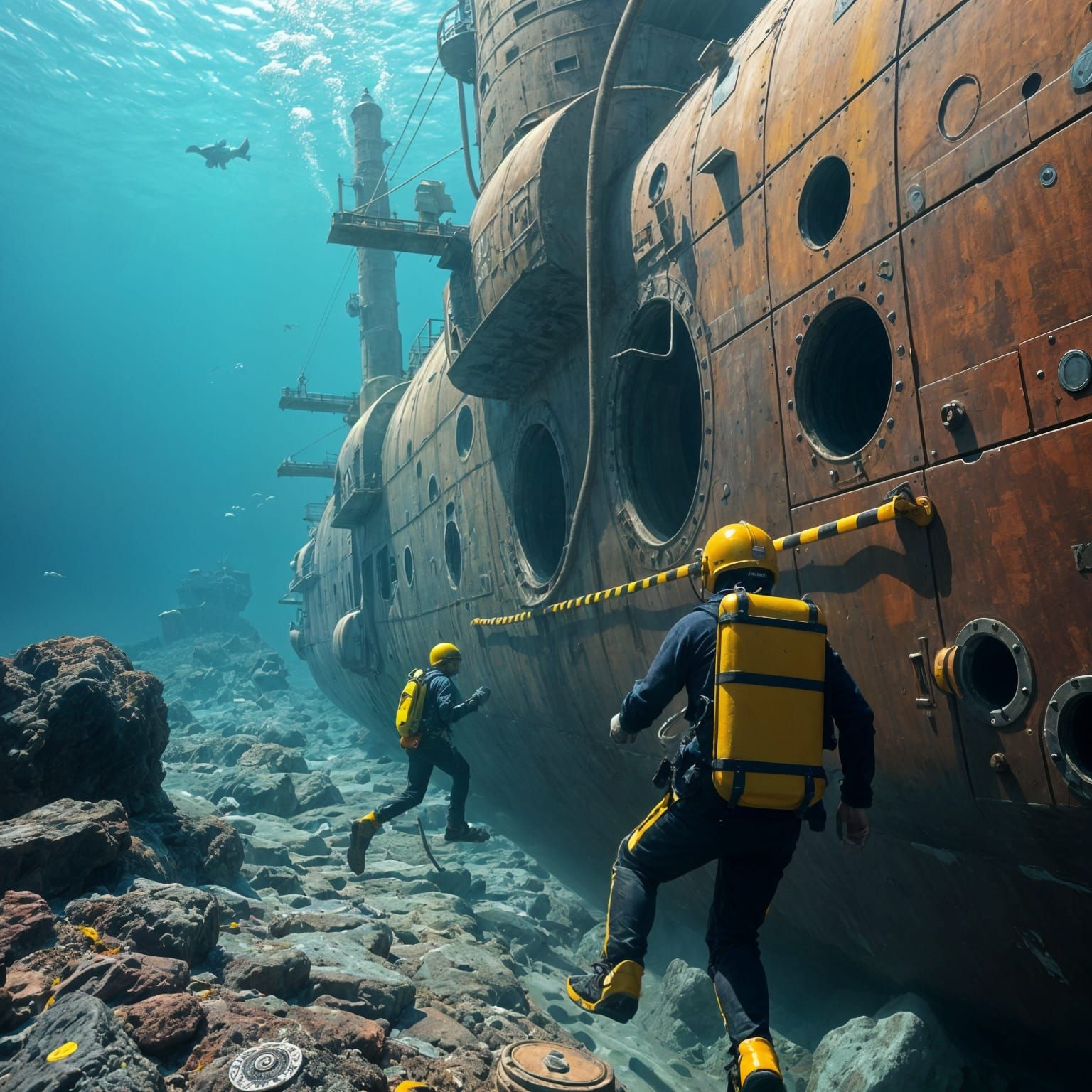 Abandoned Submarine off California Coast: Abstract Art