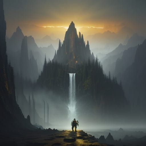 Fantasy Realm of Golden Light and Ancient Wonders