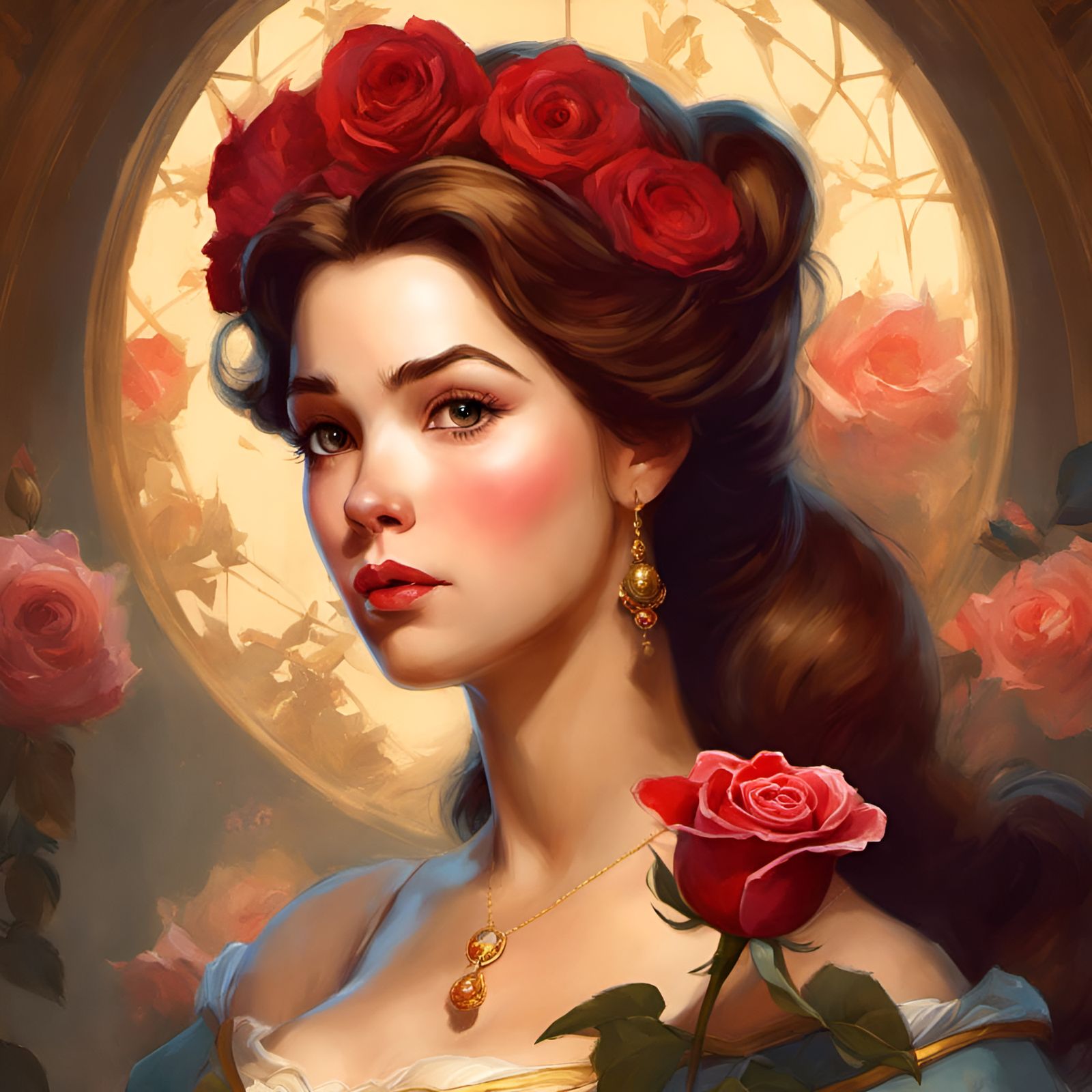 Princess Belle Portrait in Detailed Digital Illustration
