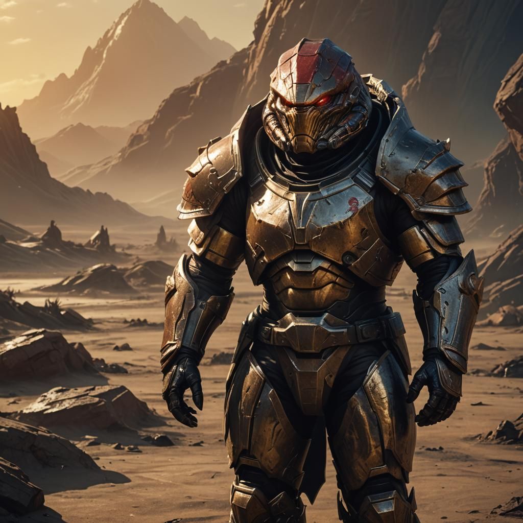 Armored Krogan in Wasteland: Sci-Fi Concept Art