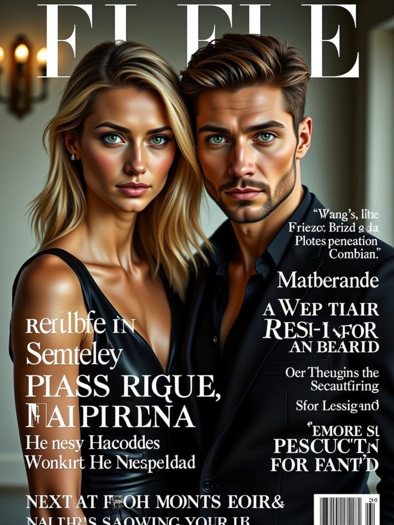 Fashionable Couple Posing in Vogue Style