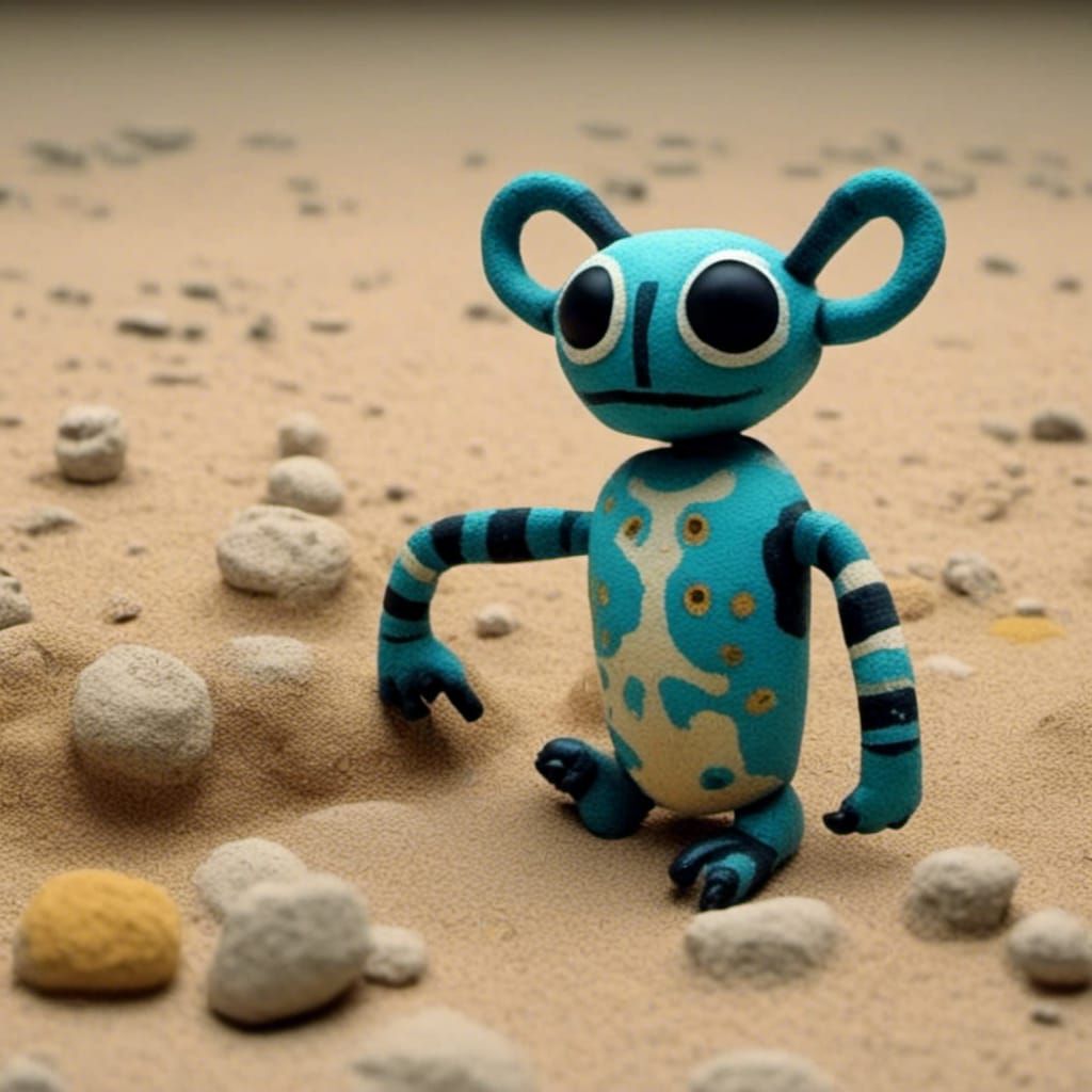 Beetle in Claymation World: Dubuffet Style