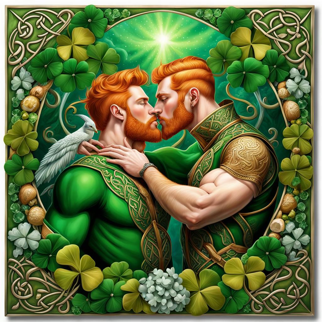 Celtic Kiss in a Bioluminescent Garden