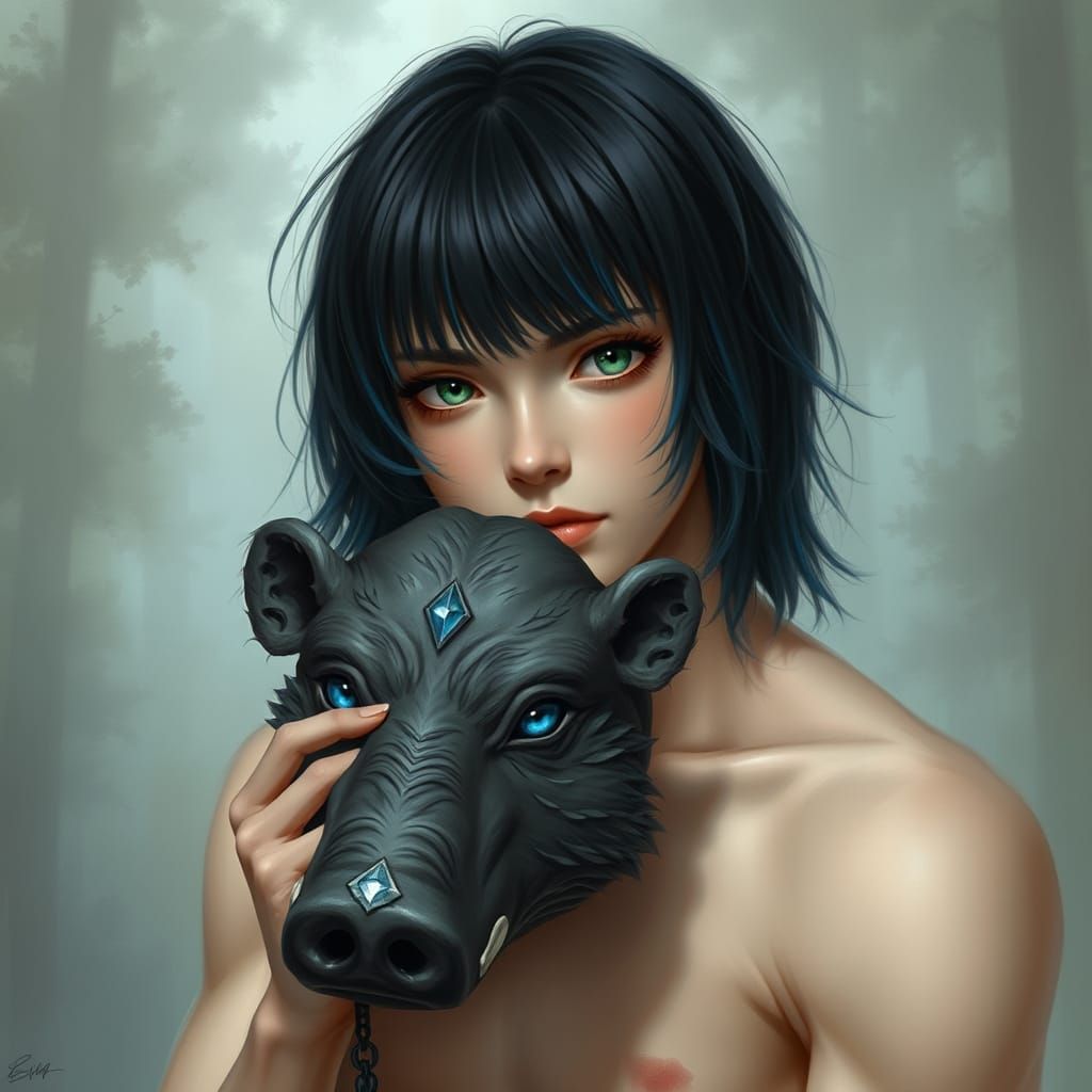 Ethereal Fantasy Warrior in a Misty Realm