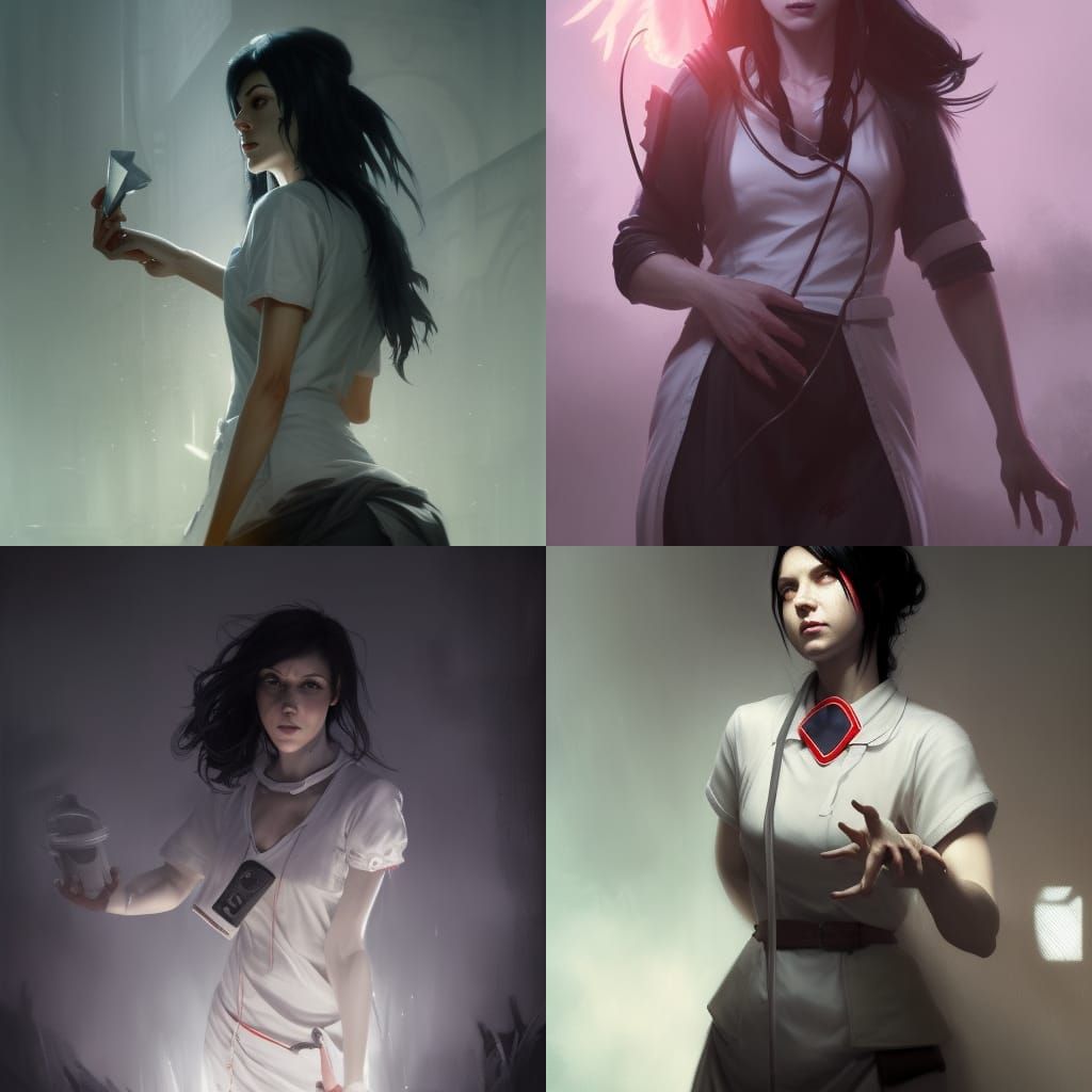 Dark Fantasy Nurse in Hyperdetailed Digital Art