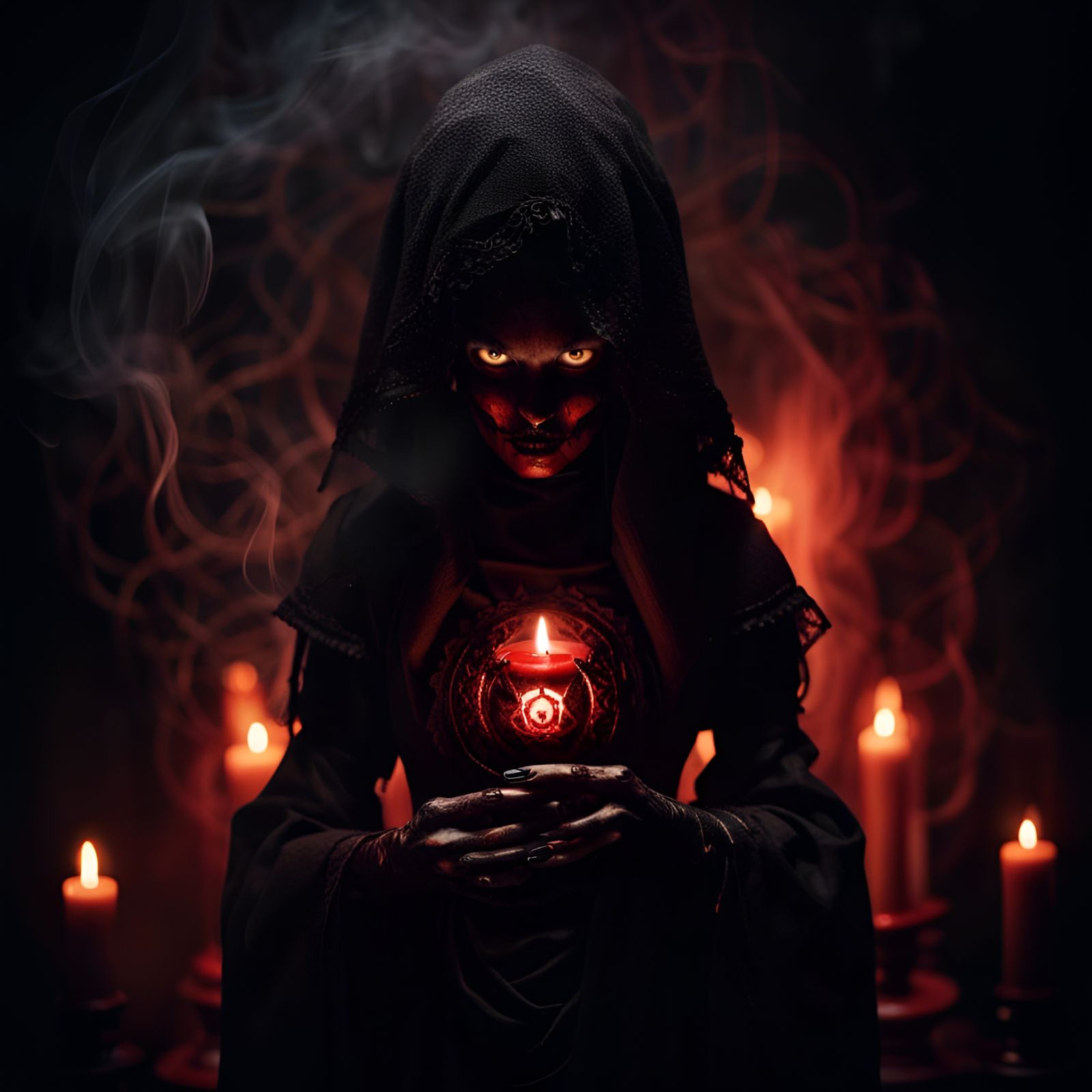 Eerie Bloody Witch Doll Summons Shadow Demon