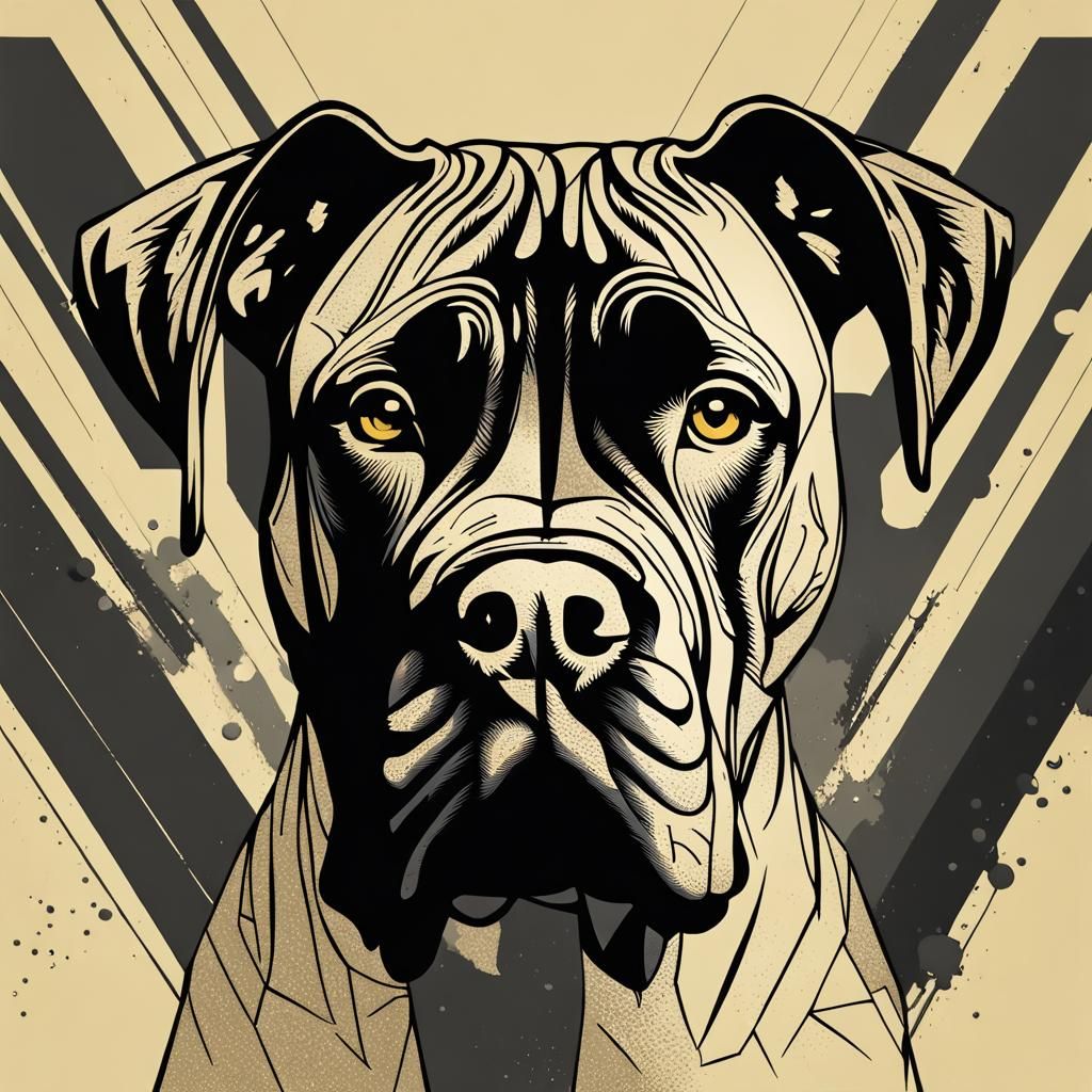 Cane Corso in Pop Art Screen Print Style