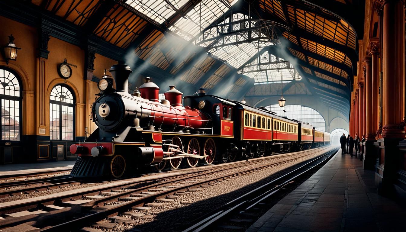 1800s Train at Nyugati Station, Budapest