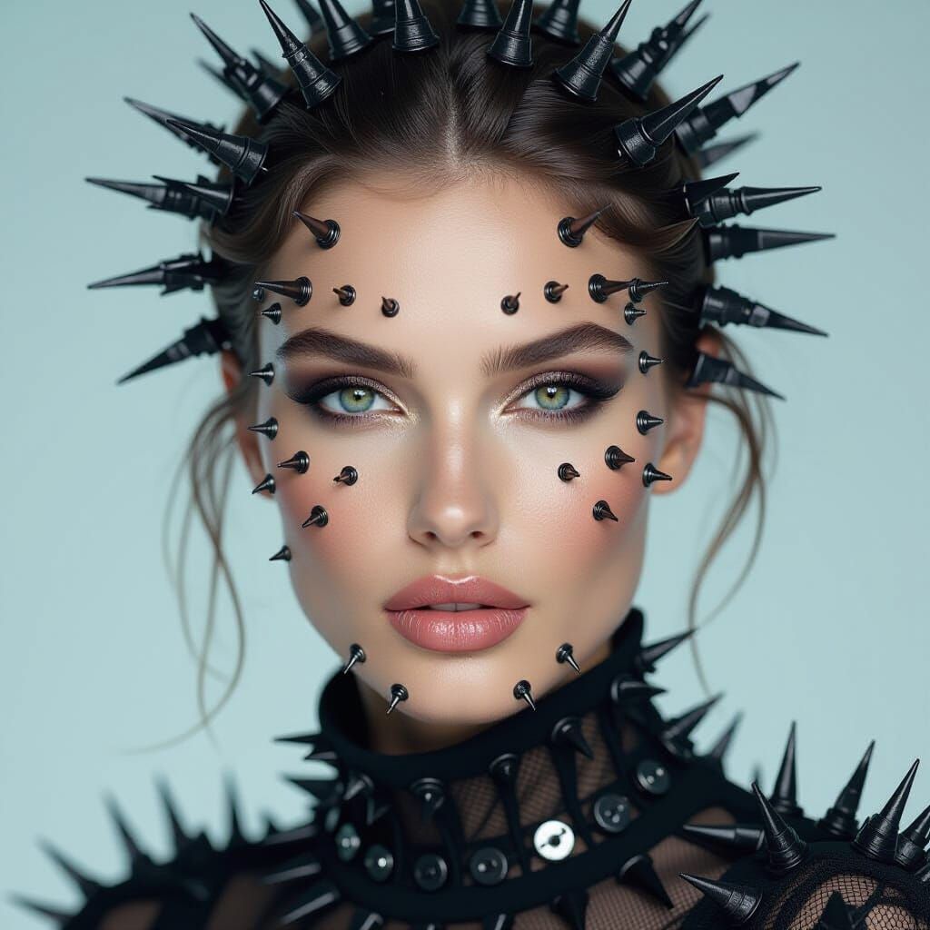 Surreal Metal Spike Portrait in Photorealistic 8K