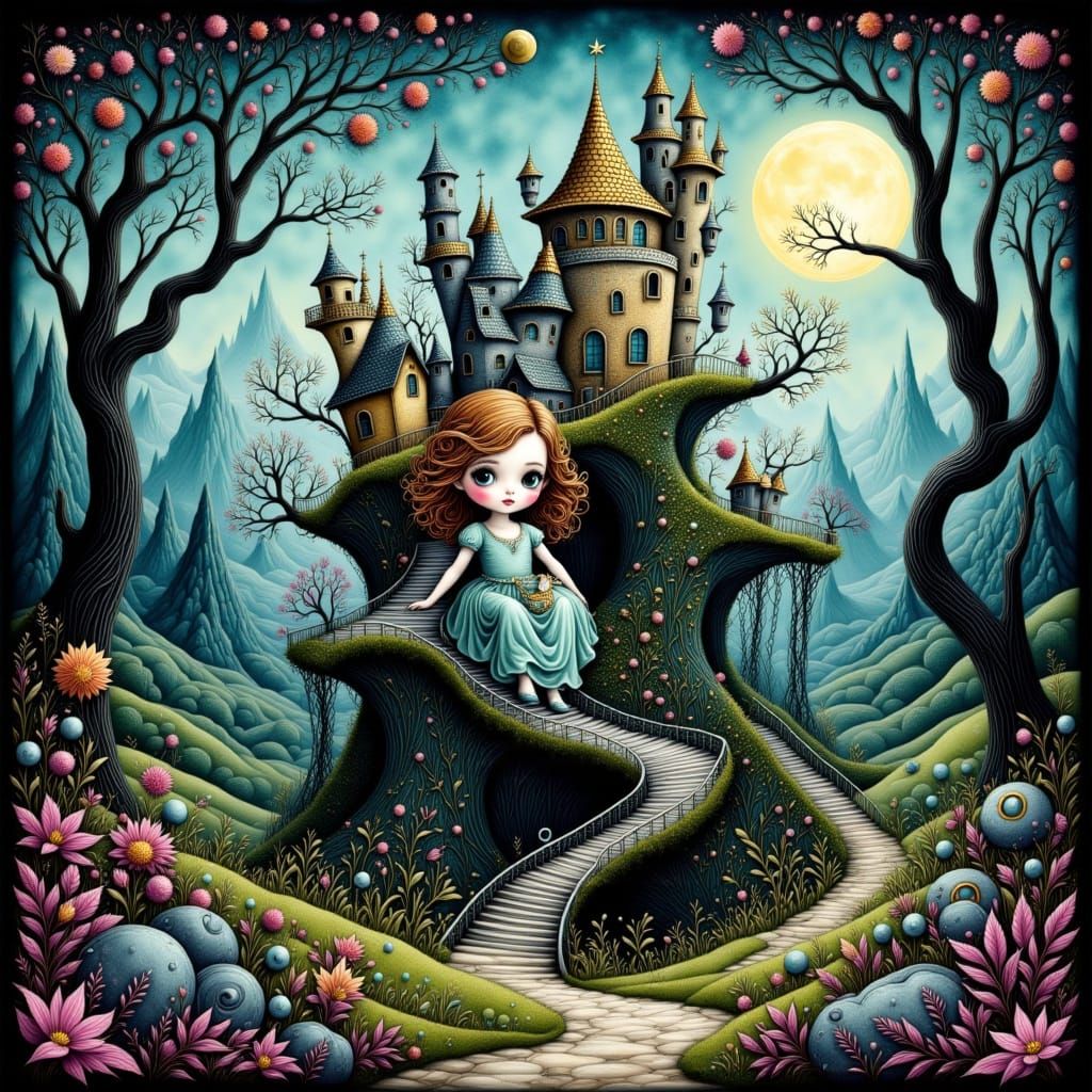 Vivid Chibi Playground Scene with Slide and Leopard