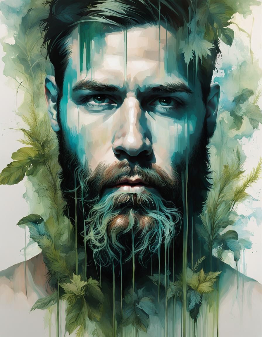 Bioluminescent Waterfall Emerges From Bearded Man