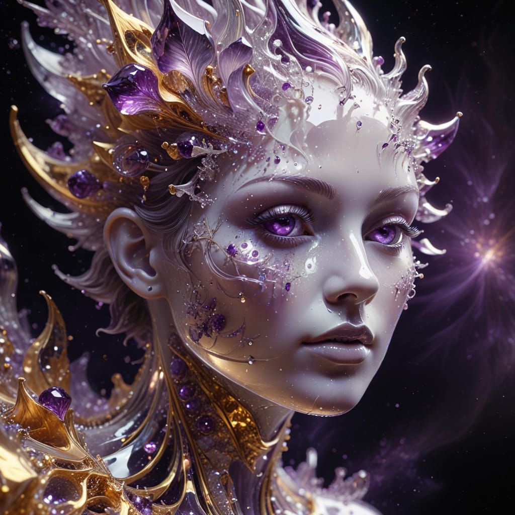 Amethyst Crystal Face in Ethereal Space