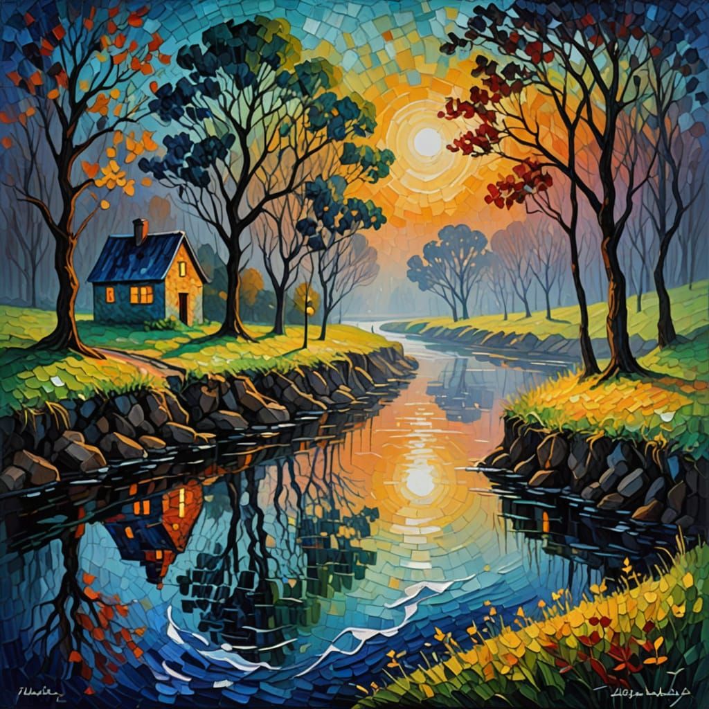 Hope Illuminates the River's Currents in Neo-Impressionist S...