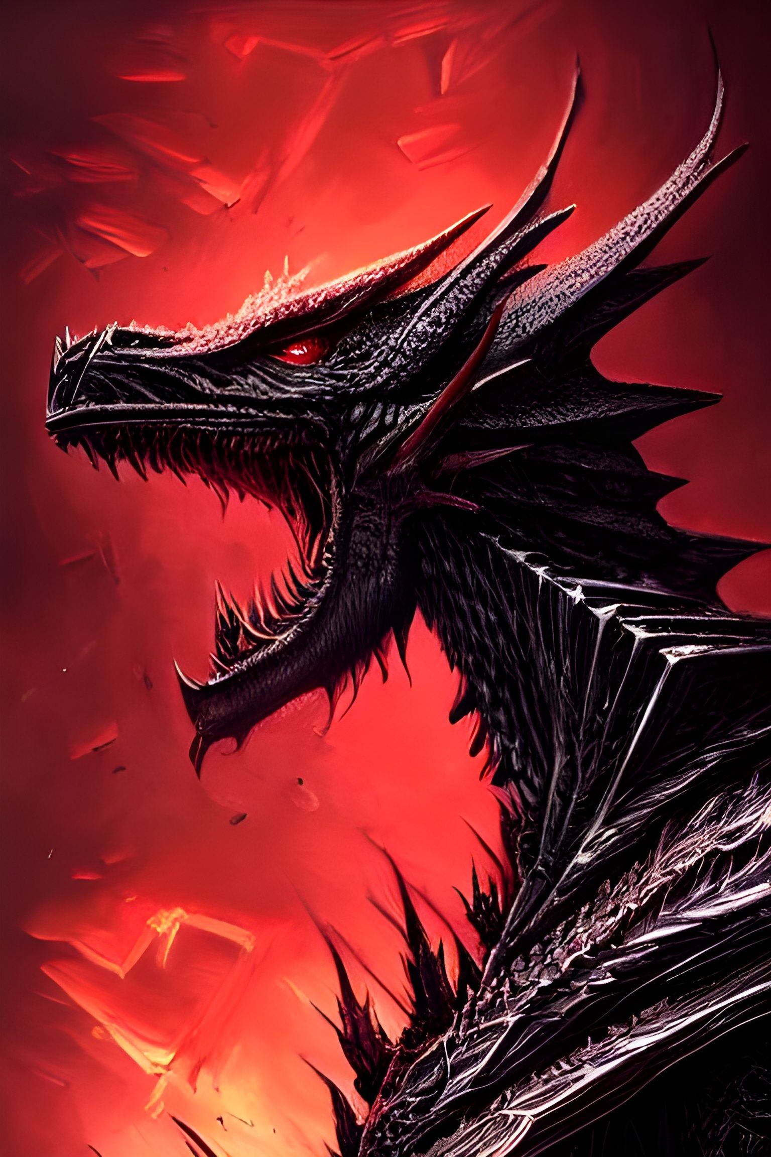 Armored Dark Dragon Digital Illustration in 8K