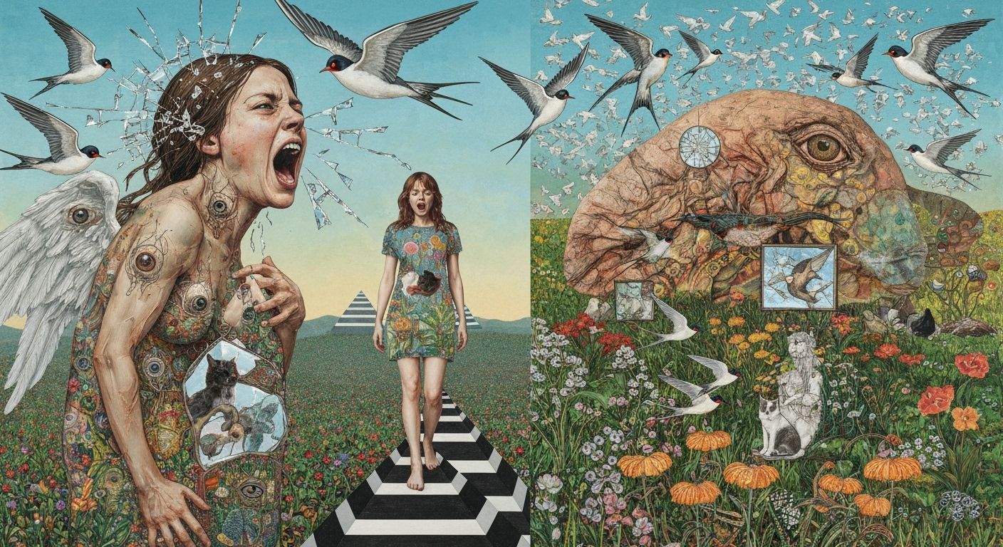 Angel of Memories Screaming Amidst Cosmic Abstract Creature