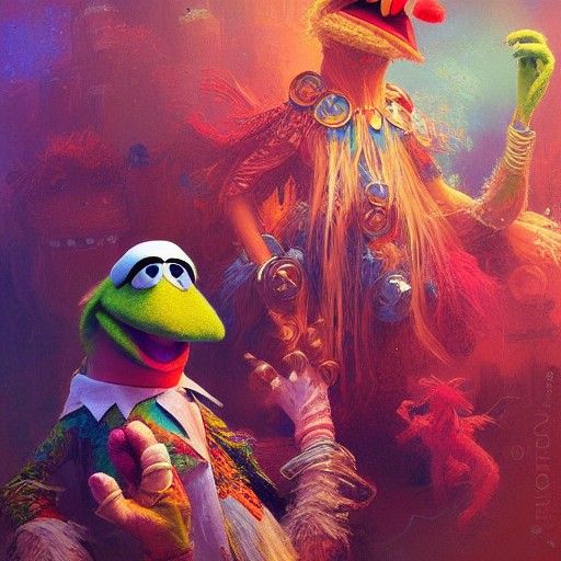 Psychedelic Muppets in Detailed Digital Painting