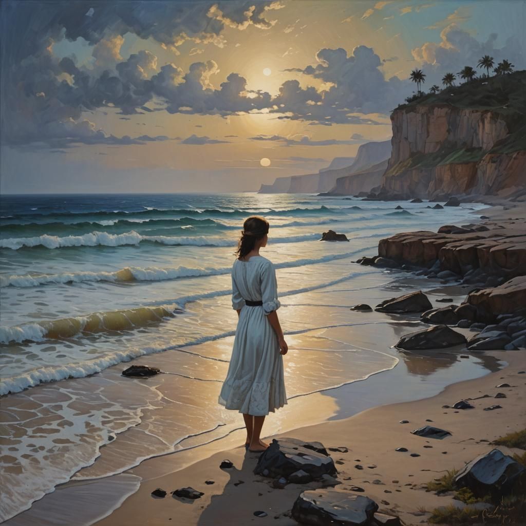 Ethereal Figures Await a Vision on the Shore