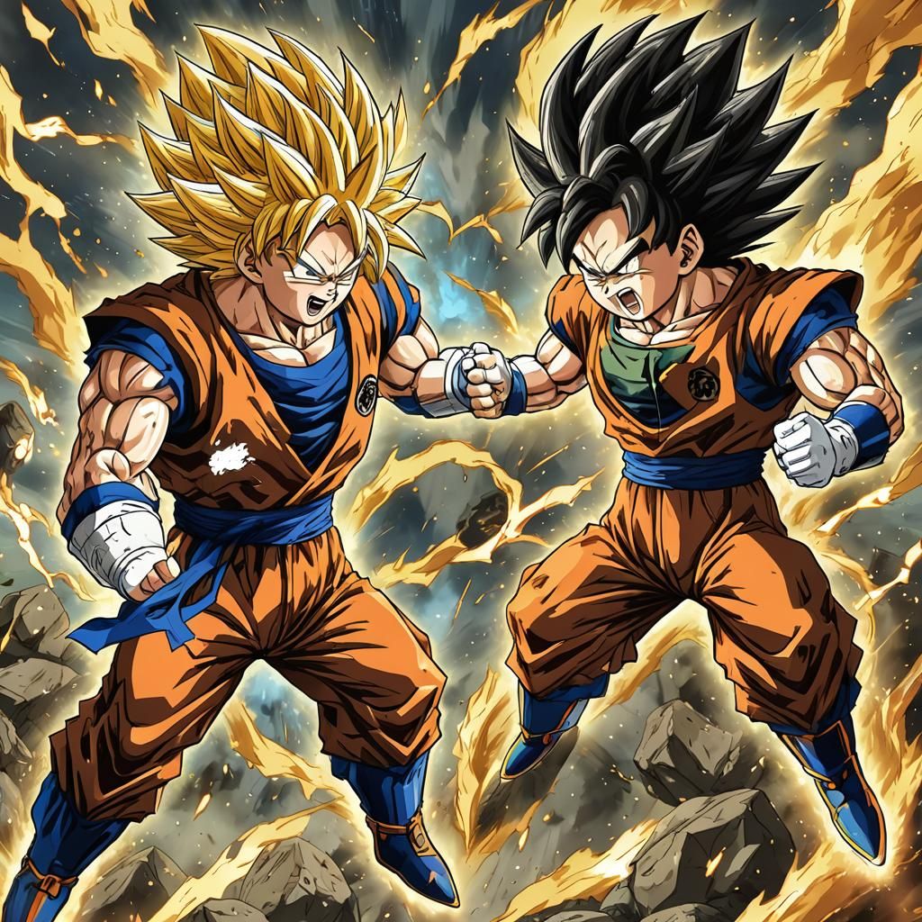 Goku and Vegeta Clash: Anime Style