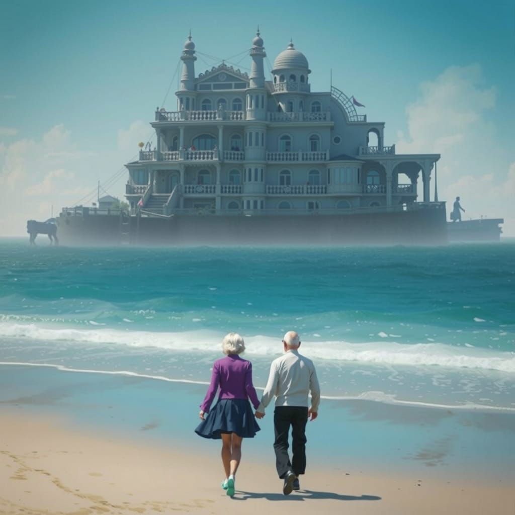 Nostalgic Sandscape in Vibrant Retrosurrealovision Style