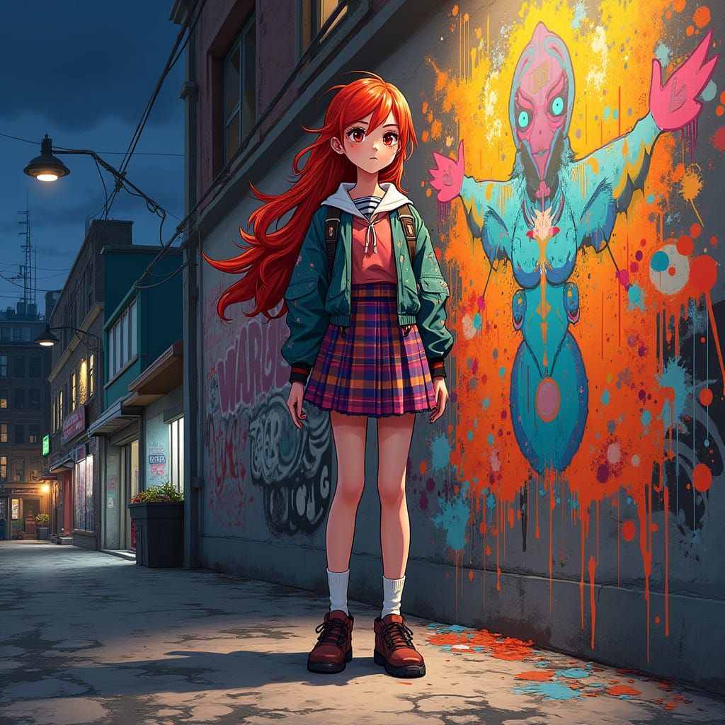 Vibrant Street Art Girl in Graffiti Wonderland