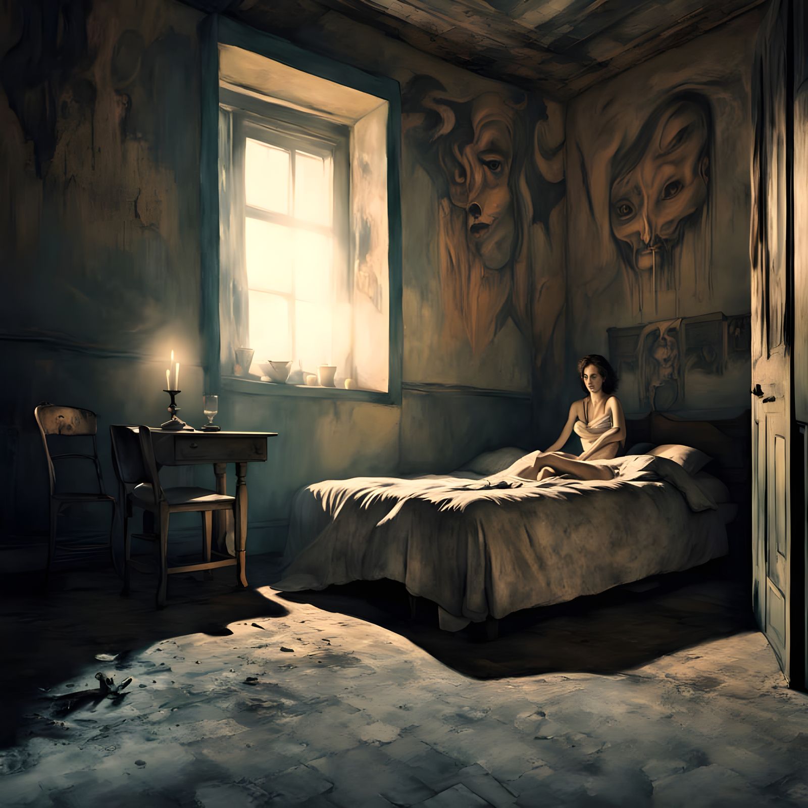 Haunted Abandoned Room in a Melancholic Atmosphere