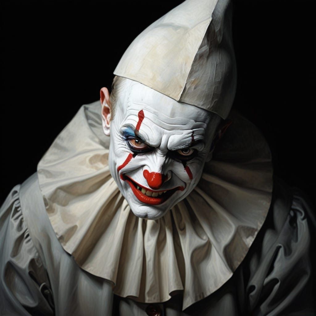 Spiteful Pierrot in Chiaroscuro