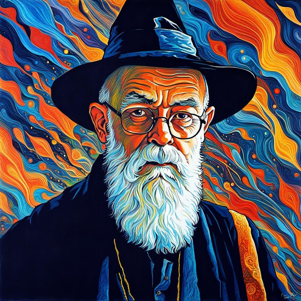Terry Pratchett as a Wizard in Abstract Art