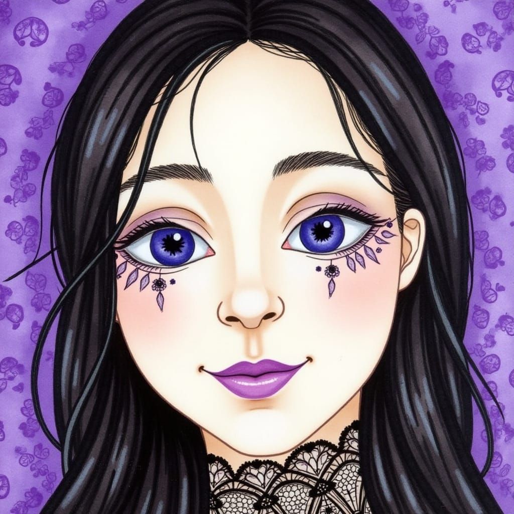 Enchanted Watercolor Portrait of a Young Woman