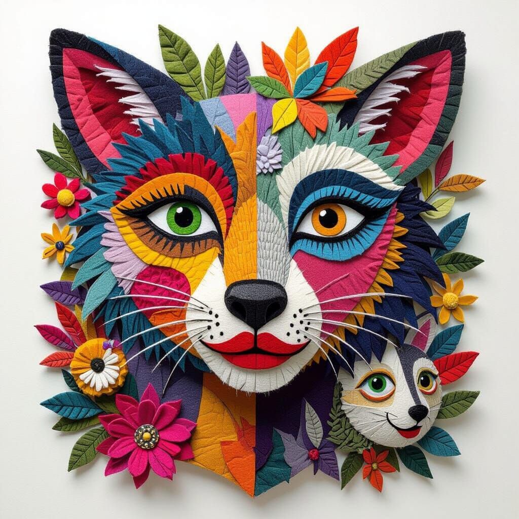 Use sheets of felt to cut, layer, and glue together animals,...